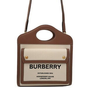 Burberry Two Tone Canvas Leather Pocket Bag